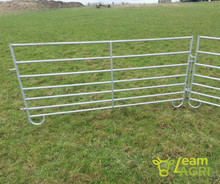 Load image into Gallery viewer, Sheep Hurdle 7ft 4&quot; Sleigh type from Leam Agri Ltd, Tempo, County Fermanagh, Northern Ireland. Serving Fermanagh, Tyrone, Antrim, Down, Londonderry, Armagh, Cavan, Leitrim, Sligo, Monaghan, Donegal, Dublin Carlow, Clare, Cork, Galway, Kerry, Kildare, Kilkenny, Laois, Limerick, Longford, Louth, Mayo, Meath, Monaghan, Offaly, Roscommon, Tipperary, Waterford, Westmeath, Wexford and Wicklow and throughout the United Kingdom
