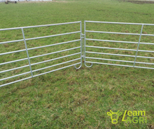 Load image into Gallery viewer, Sheep Hurdle 7ft 4&quot; Sleigh type from Leam Agri Ltd, Tempo, County Fermanagh, Northern Ireland. Serving Fermanagh, Tyrone, Antrim, Down, Londonderry, Armagh, Cavan, Leitrim, Sligo, Monaghan, Donegal, Dublin Carlow, Clare, Cork, Galway, Kerry, Kildare, Kilkenny, Laois, Limerick, Longford, Louth, Mayo, Meath, Monaghan, Offaly, Roscommon, Tipperary, Waterford, Westmeath, Wexford and Wicklow and throughout the United Kingdom
